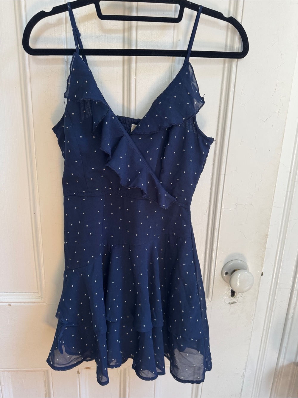Japan Navy Blue Polka Dot Ruffle dress